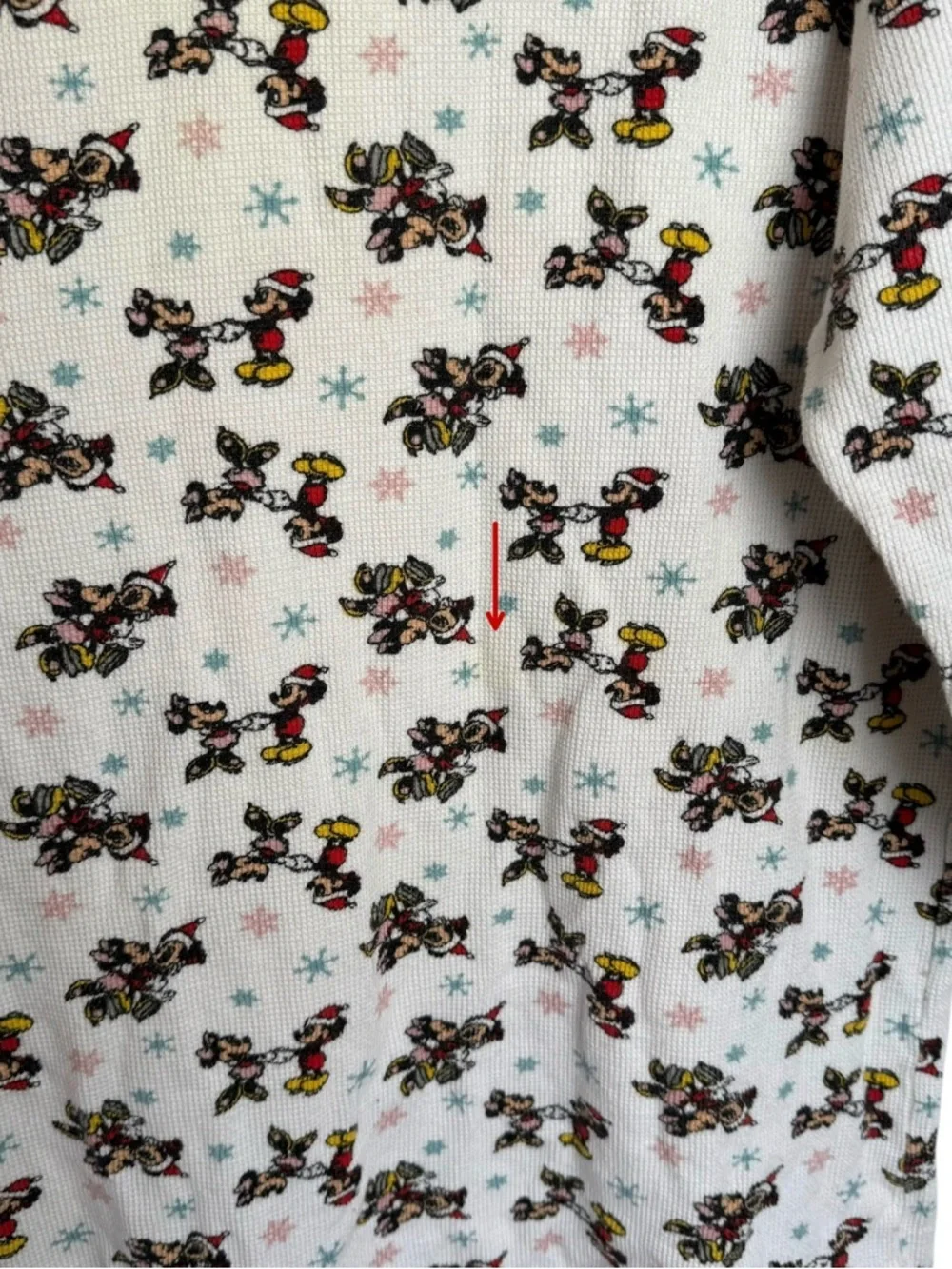 Vintage Mickey Inc Thermal Waffle Knit Sleep Shirt One Size Winter Snowflake - Picture 7 of 10